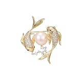 EMEGCY Koi Brooch for Women Girls Pisces Brooch Pin Gold Plated Koi Lapel Pin Jewelry for Mom Wife