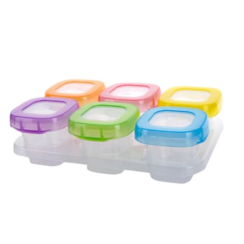 FUNNETOYU 6 piezas Recipientes para Congelar Comida Tapa Transparente Almacenamiento Hermético y Seguro para Purés Microondas y Lavavajillas Colores Surtidos