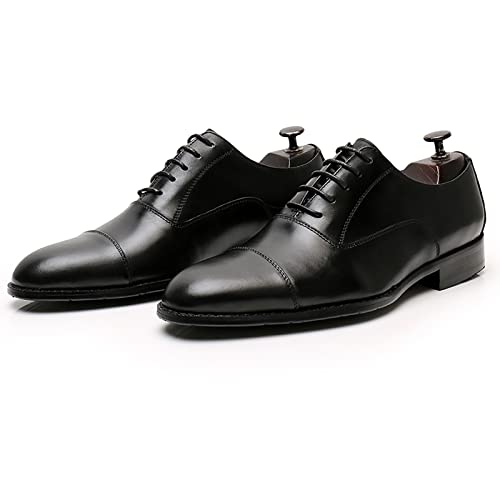Zapatos de vestir para hombre de piel genuina tipo Oxford elegantes con cordones.
