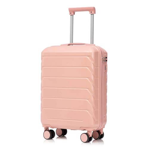 Ningering 20 Inch Pink Carry on Luggage, ABS Hardshell Suitcase