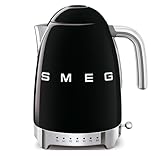Smeg KLF04BLUK Jug Kettle, LED Display, 7 Temperature Settings, Acoustic Alarm, 3KW, 1.7L, Black