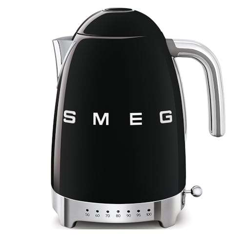 Smeg KLF04BLUK Jug Kettle, LED Display, 7 Temperature Settings, Acoustic Alarm, 3KW, 1.7L, Black