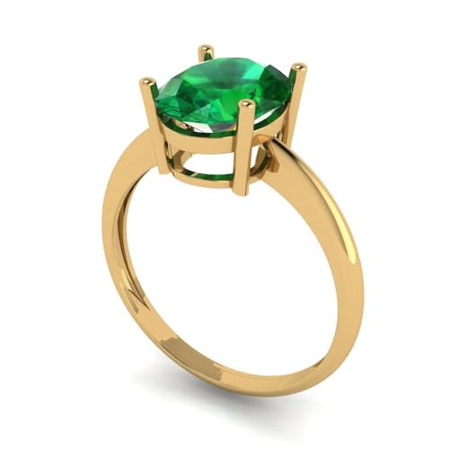 Clara Pucci 2.5 ctw Oval Cut Solid Gold Engagement Ring for Women - 14K Yellow Gold - Simulated Emerald Wedding Promise Ring for Her2