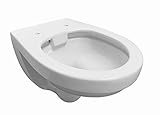 EINFACHE und SCHNELLE MONTAGE ADOB, spülrandlose wandhängende WC Keramik Toilette weiss inkl. Schallschutzmatte, 28012
