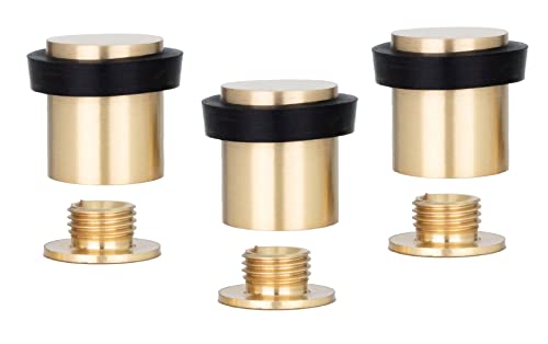 Evi | Doorstop | 0.8'' X 0.98'' | Threaded Base | Natural Silicone Black Rubber | Brass Finished Matte | Includes Screw + Clamping Anchor | Mod I-180 #TOP15