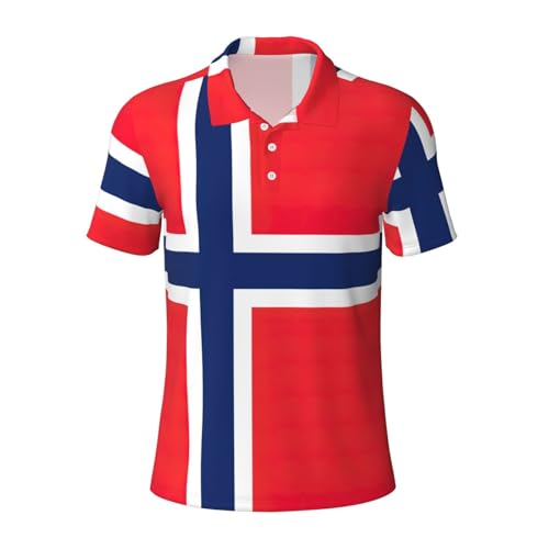 Polo drapeau norvégien homme à manches courtes respirant