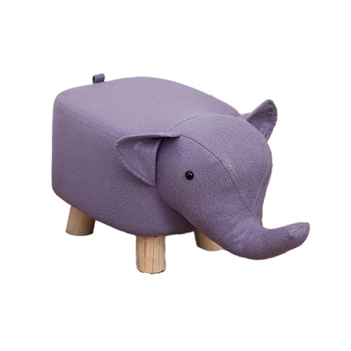 Animal Footstool Upholstered Ottoman Padded Cushion Elephant Shaped Foot Rest Shoe Changing Stool for Entryway Nursery Indoor