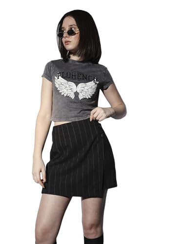 ONLY ONLGLOSS-Marley Life HW HB St Jupe TLR, Gris foncé chiné/Rayures : tanin, 42