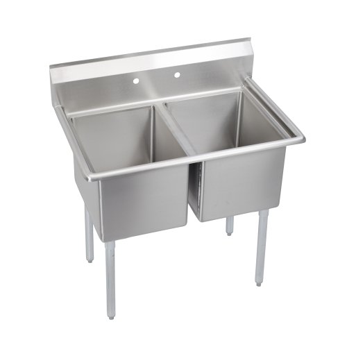 Elkay Foodservice E-Series 2-Compartment Sink, No Drainboard, 24"L X 24"W X 12"D (E2C24X24-0X) #TOP23