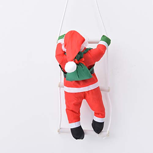 Christmas Santa Climbing Rope Ladder Xmas Tree Hanging Doll Ornament Party Child Decor 40cm (A)