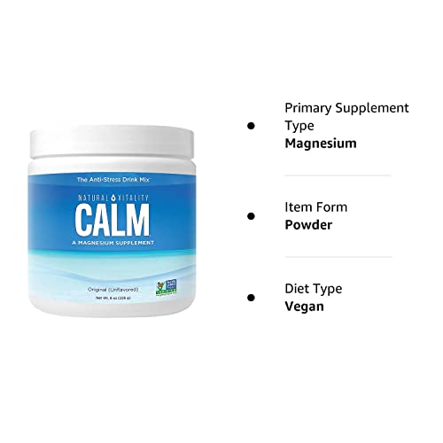 Natural Vitality Calm, Magnesium Citrate Supplement, Anti-Stress Drink Mix Powder, Unflavored - 8 Ounce (Packaging May Vary) - Thumbnail 3
