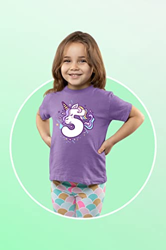 Image of Unicorn 5th Birthday Shirt Outfit for Girls 5 Year Old Fifth Birthday Five Tshirt