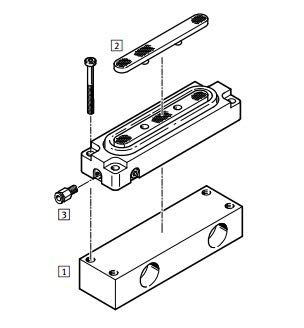 FESTO EV-20-4 150683, 0-6 BAR, 20 MM Dia. Clamping Area, 4 MM Stroke, Clamping Module, DIE-CAST Aluminum HOUSING, EV Series, M3 Pneumatic Connection, Single-Acting
