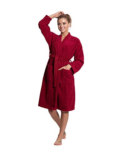 Image of Turkuoise Soft & Absorbent Towel Robe, 100% Cotton Turkish Terry Cloth Kimono Bathrobes for Women