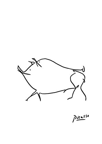 Art Picasso Cochon extra large encadré pour sublimer une salle à manger