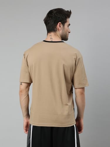 Image of XTEP Playing Big Basketball Series, Sorona Material, Moisture Absorbing & Sweat Dissipating Technology, Superior Elasticity, Colorblocked Design, Basketball T-Shirt for Men - Caramel Brown