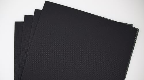 Image of KCS 4 /6 pc of 12 inch x 18 inch 18CT Counted Cotton Aida Cloth Cross Stitch Fabric (4 pc, Black)