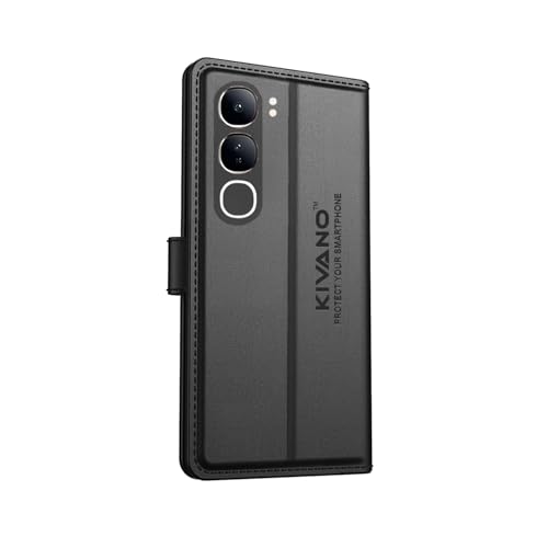 Image of Compatible with Vivo Y300 5G Flip Cover | Leather Finish | Inside Pockets & Inbuilt Stand | Shockproof Wallet Style Magnetic Closure Back Cover Case