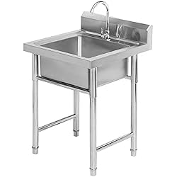 Fregadero Exterior Bricomart Fregadero Exterior Independiente de Acero Inoxidable Con Doble Seno,fregadero Utilitario de Preparación de Cocina Comercial Con Grifo Cuarto de Lavado Garaje Tina de Lavado,lavabo Simple Con Desagüe
