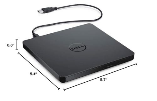Dell USB Slim DVD +/- RW Drive DW316 - Plug and Play, 8 Watt Power Consumption, Windows 11 or Below - Black