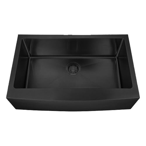 Dakota Signature Series 33x20 Single Bowl Apron Front Micro Radius 16g Stainless Steel Sink Package (Gunmetal Black)