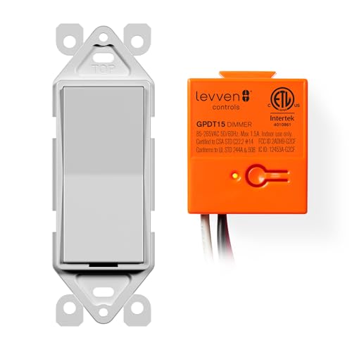 Levven Single-Pole Dimming Wireless Switch Kit - Decorator-Style Switch, Wireless Power Control Kit