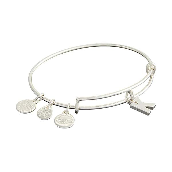 Alex and Ani Initial K III Bangle Bracelet Shiny Silver One Size, A20EBINT11SS