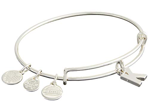 Image of Alex and Ani Expandable Bangle for Women, Initials A to Z Letter Charms, Shiny Finish, 2 to 3.5 in