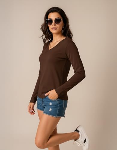 Image of JUNEBERRY Pure Cotton Regular Fit Solid Full Sleeve T-Shirt for Women & Girls (Sizes: S to 2XL)