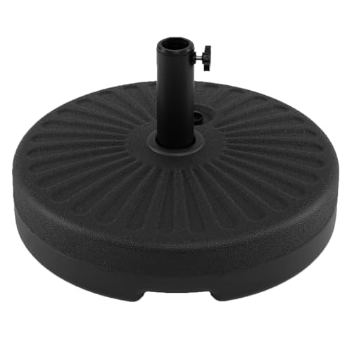 COSTWAY Round Parasol Base 27KG/30KG/34KG/40KG/46KG Water and Sand Fillable Umbrella Stand with Built-in Handle 38mm/48mm Heavy Duty Market Table Umbrella Holder for Outdoor Garden (27KG)