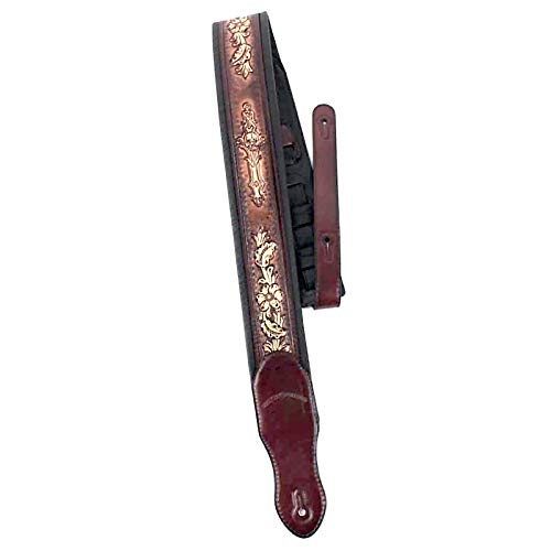Walker & Williams KB-02-BRN Sangle de guitare rembourrée en cuir avec crâne et croix Marron rustique - Les Beatles, Paul McCartney, John Lennon, RIngo Starr, George Harrison Walker & Williams KB-02-BRN Sangle de guitare rembourrée en cuir avec crâne et croix Marron rustique – Image 3