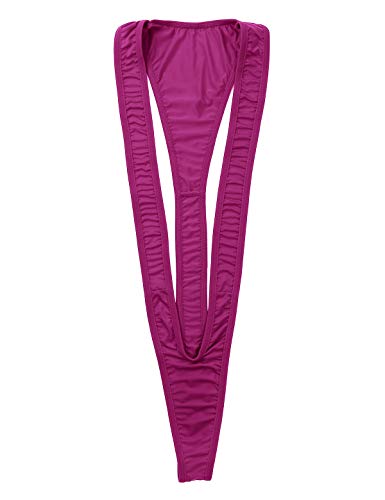 dPois Women Sexy Sheer Slingshot Teardrop Extreme Mini One Piece Bikini Teddy Thongs Underwear Red-Violet One Size
