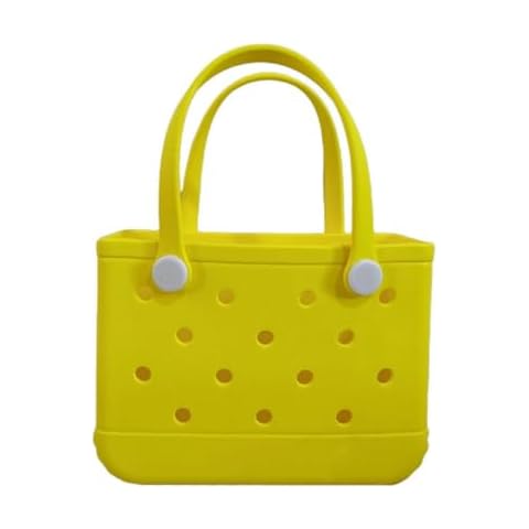 Forrader Small Waterproof Washable Tote Bag Bitty Beach Bag Cute Beach Tote Durable Open Handbag for the Beach Boat Pool Sports (Yellow) Cover