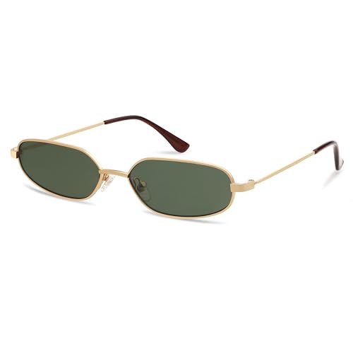 Image of Appassal Small Oval Sunglasses For Women Men Retro Rectangle Metal Sun Glasses AP3685