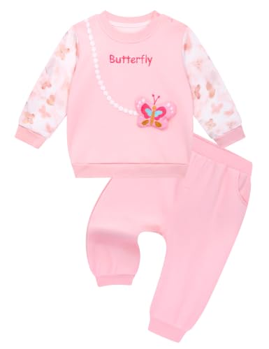 Image of Gnainach Baby Girls Clothes 2 Piece Sweatshirt Toddler Fall Winter Outfit | Long sleeve sweatshirt,Soft,cozy fabric for everyday fall and winter outfits