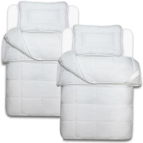 NYVI Kinderbettenset Junior AllYear 100x135 cm 4-TLG - 2X 4 Jahreszeitendecke 100x135 cm und 2X Kissen 40x60 cm - Kinder Bettdecken Set für das Ganze Jahr - Kuschelig & Samtweich - Oeko-Tex100