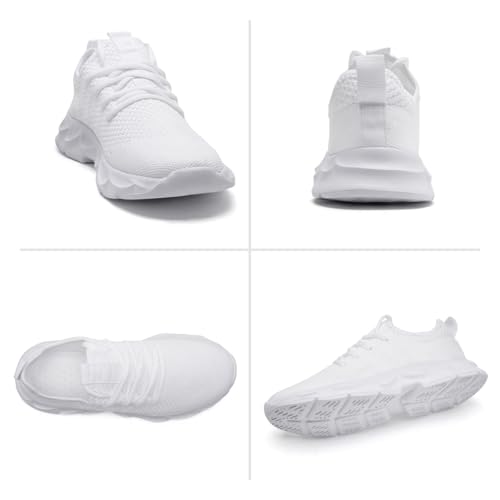 Image of Mens Running Shoes Slip On Walking Sneakers Slip Resistant Athletic Sports Mesh Workout Casual Sports Shoes Ultra Lightweight Breathable White US 11