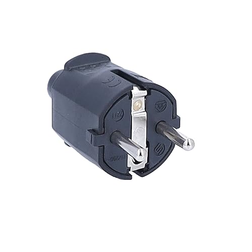 as - Schwabe PVC Stecker - Schutzkontaktstecker mit doppeltem Schutzkontakt - Anschluss Leitungen bis max. 1,5mm² - 230V - 16A - IP20 - Schwarz, 62222