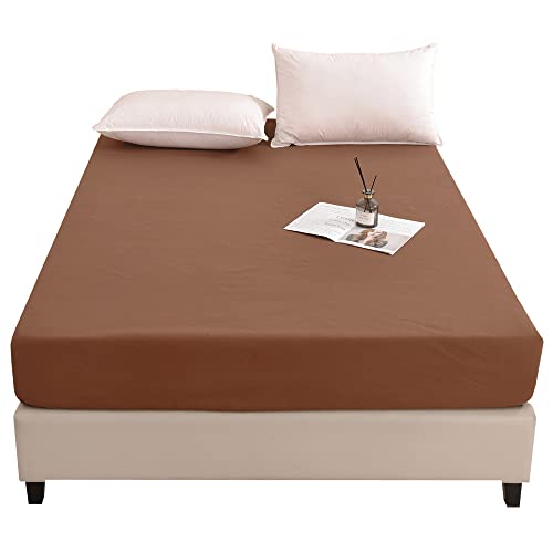 ボックスシーツ キング 吸水速乾 マチ部分約30cm シーツ 全周ゴム付き ベッドシーツ マットレスカバー ベッドカバー 敷き布団カバー 毛玉なし 縮まない 抗菌防臭 防ダニ 選べる4カラー (キング・180×200×30cm, ブラウン)