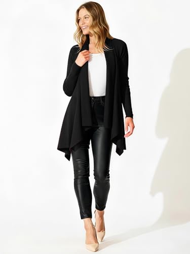 Image of INKOFF Womens Draped Front Cardigan Sweaters Long Sleeve Waterfall Irregular Hem Cardigans Lighweight