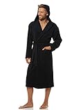 L&L 2104 Herren Bademantel mit Kaputze I Bademantel Herren lang I Bademantel Flauschig Angenehm I Weich Baumwolle 100% (Antrazite, Large)