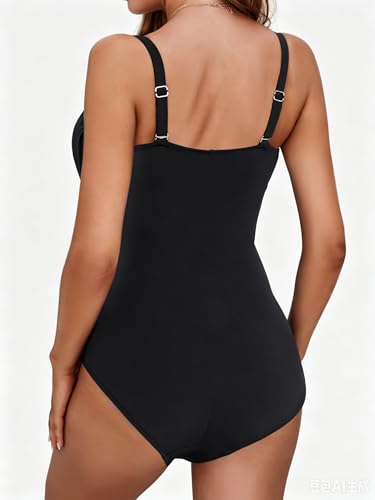 Image of One Piece Swimsuit for Women Tummy Control Bathing Suits Ruched Swimwear