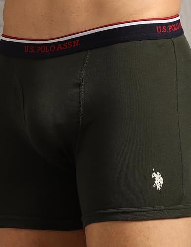 Image of U.S. Polo ASSN. Men's I667 Ribbed Cotton Mid Rise Underwear Trunks - Pack of 1