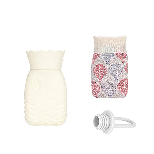 LeeBY Silicone Hot Water Bottle Microwave Heating with Knit Cover Hot Water Bag