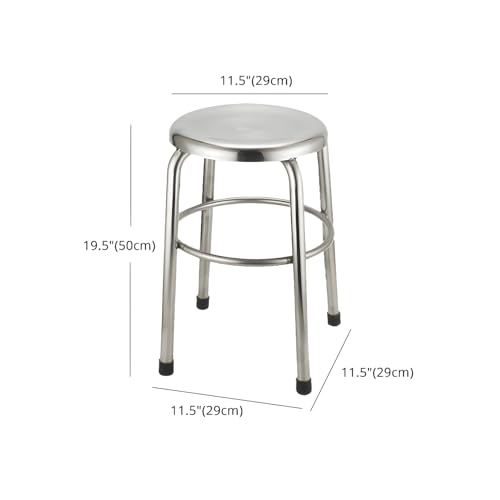 Taburete de bar estilo industrial, asiento redondo de acero inoxidable, para cocina (4 unidades, taburete corto de 20 pulgadas de altura) miniatura 3