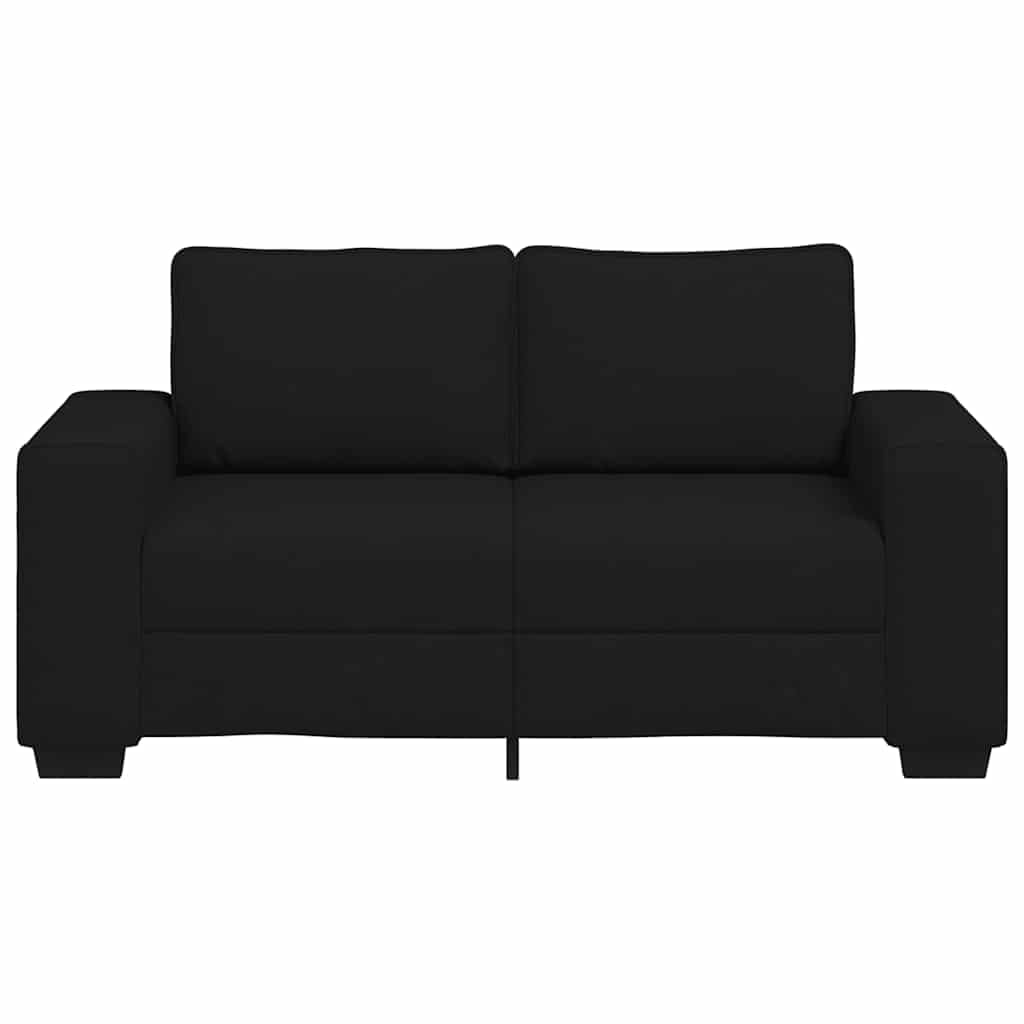 Sofá de relax de 2 plazas, color negro, 160 x 77 x 82 cm, tela con amplios reposabrazos y estructura robusta de madera y metal para salón y oficina