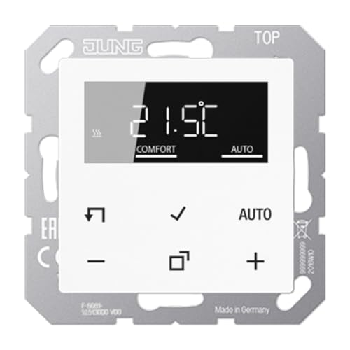 Thermostat JUNG TRDA1790WW avec affichage standard A blanc alpin pour régulation de chauffage