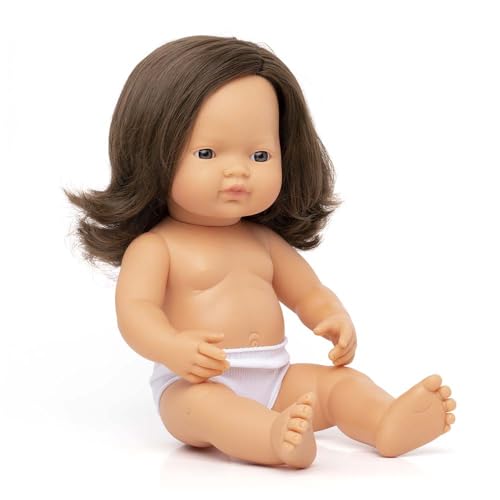 Miniland Doll 15'' Caucasian Brunette Girl (Polybag) - Made in