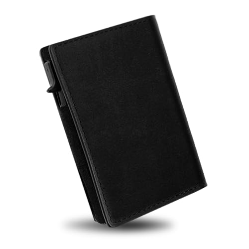 Wallet for Men Credit Card Mens Wallet, Pop Up Card Holder, Smart, Slim Wallet for Men with Money Clip, RFID Tri-fold Wallets, Minimalist Design for Front Pocket - Gift Box (Black)