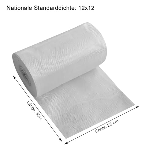 MFLCBK Glasfasermatte Fiberglas Rollen for Epoxy Resin and Polyester Resin,for Reinforcement,Verstärkung,Harzsättigung,Hitzebeständigkeit,Isolierung(Größe:25x50m,Farbe:Nationaler Standard:12x12)